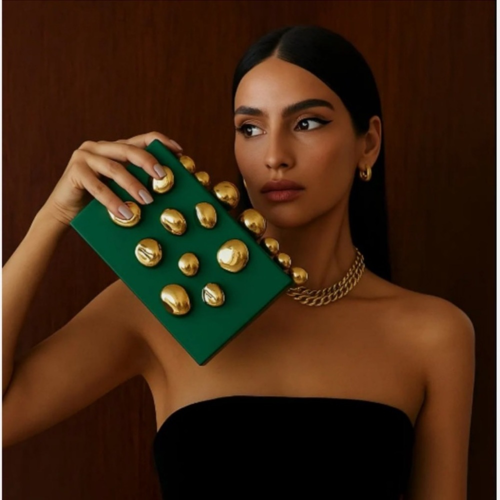 Gold Nuggets Acrylic Clutch Purse